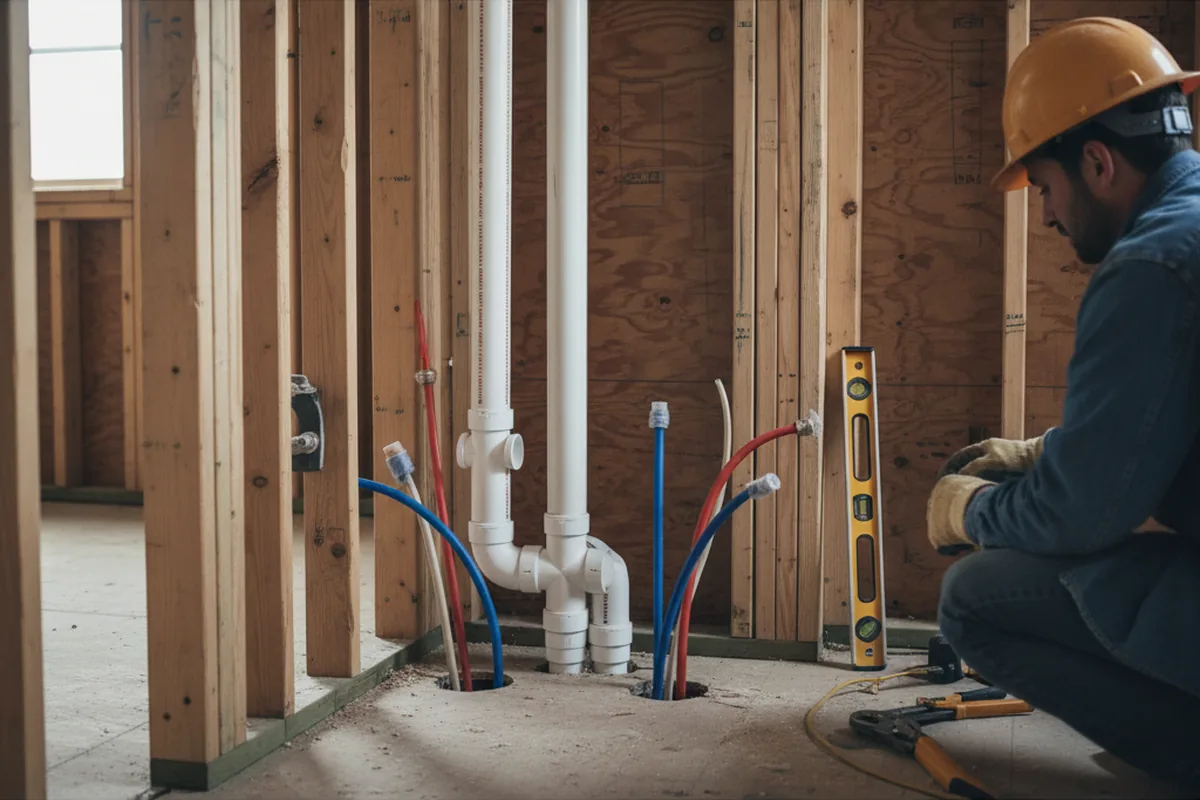 Drain and supply rough-in during Garbage Disposal Repair in Stockdale