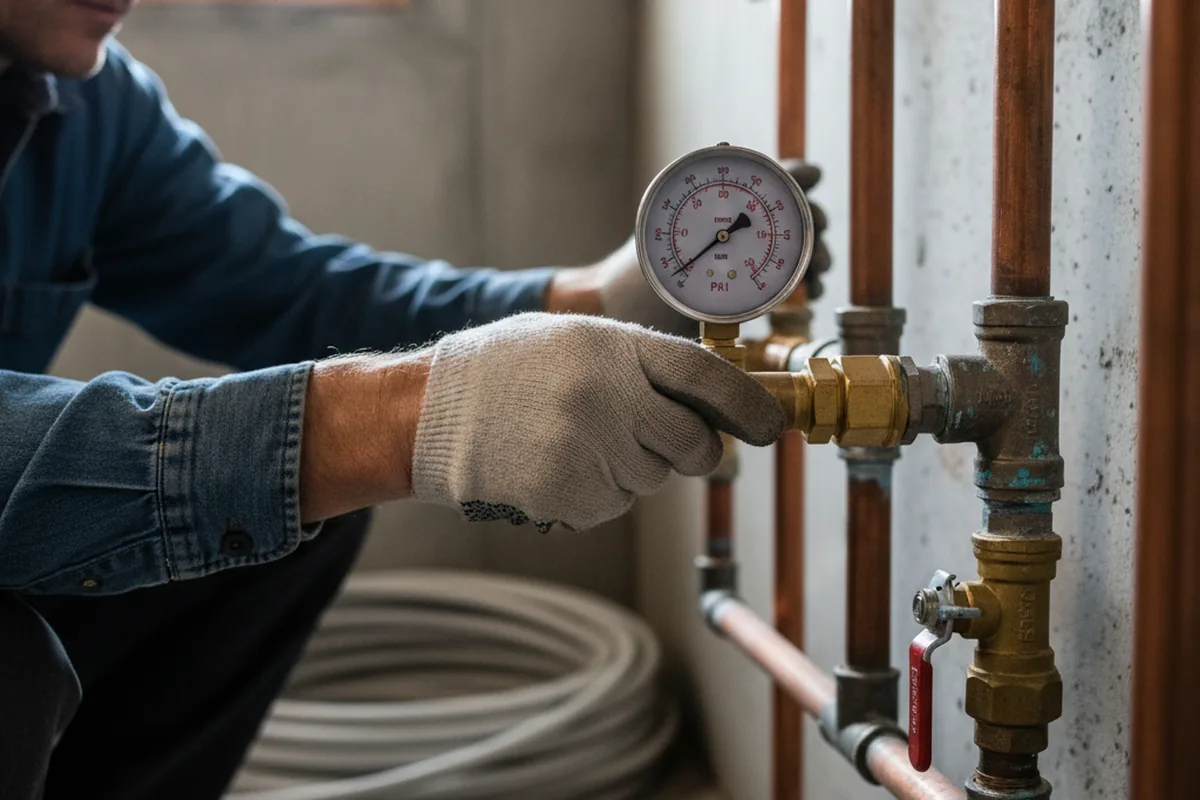Pressure testing a repaired line during Water Line Repair in Stockdale